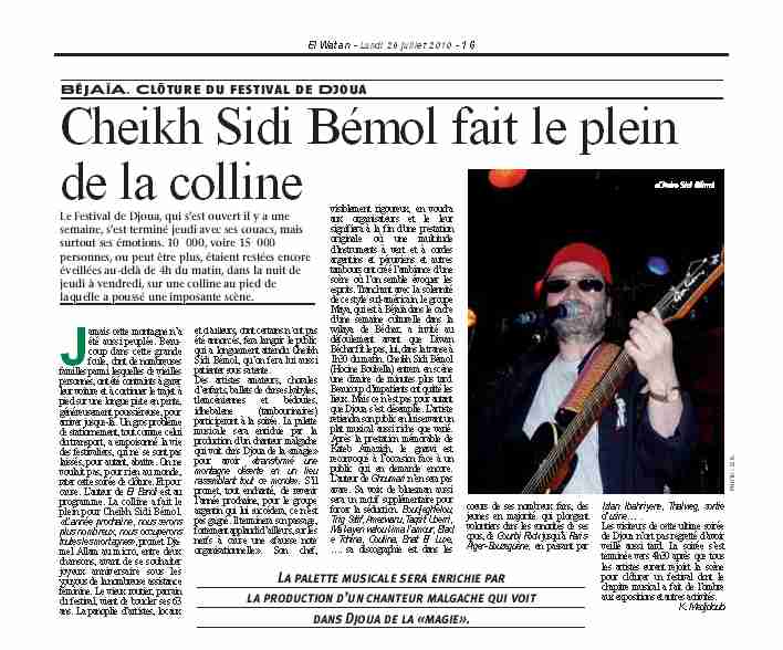Article EL WATAN : Cheikh Sidi Bémol fait le plein de la colline